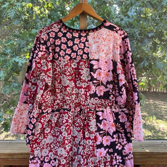 Johnny Was Workshop Flora Tie Back Midi Dress Pink Floral Size XL - Picture 9 of 14